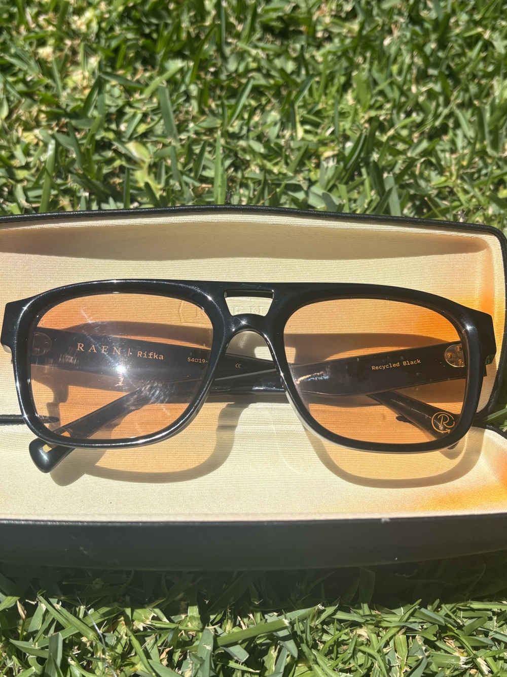 RAEN Rifka 54mm Womens or Men's Square Sunglasses in Black with Amber Lenses